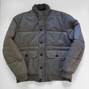 NWOT Banana Republic Herringbone Puffer Gray Sz L
